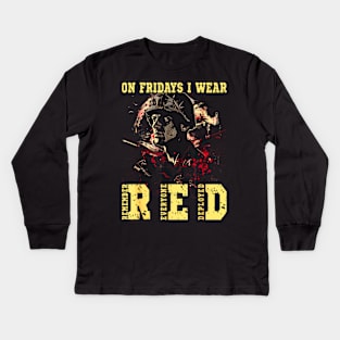 On friday I wear red Kids Long Sleeve T-Shirt